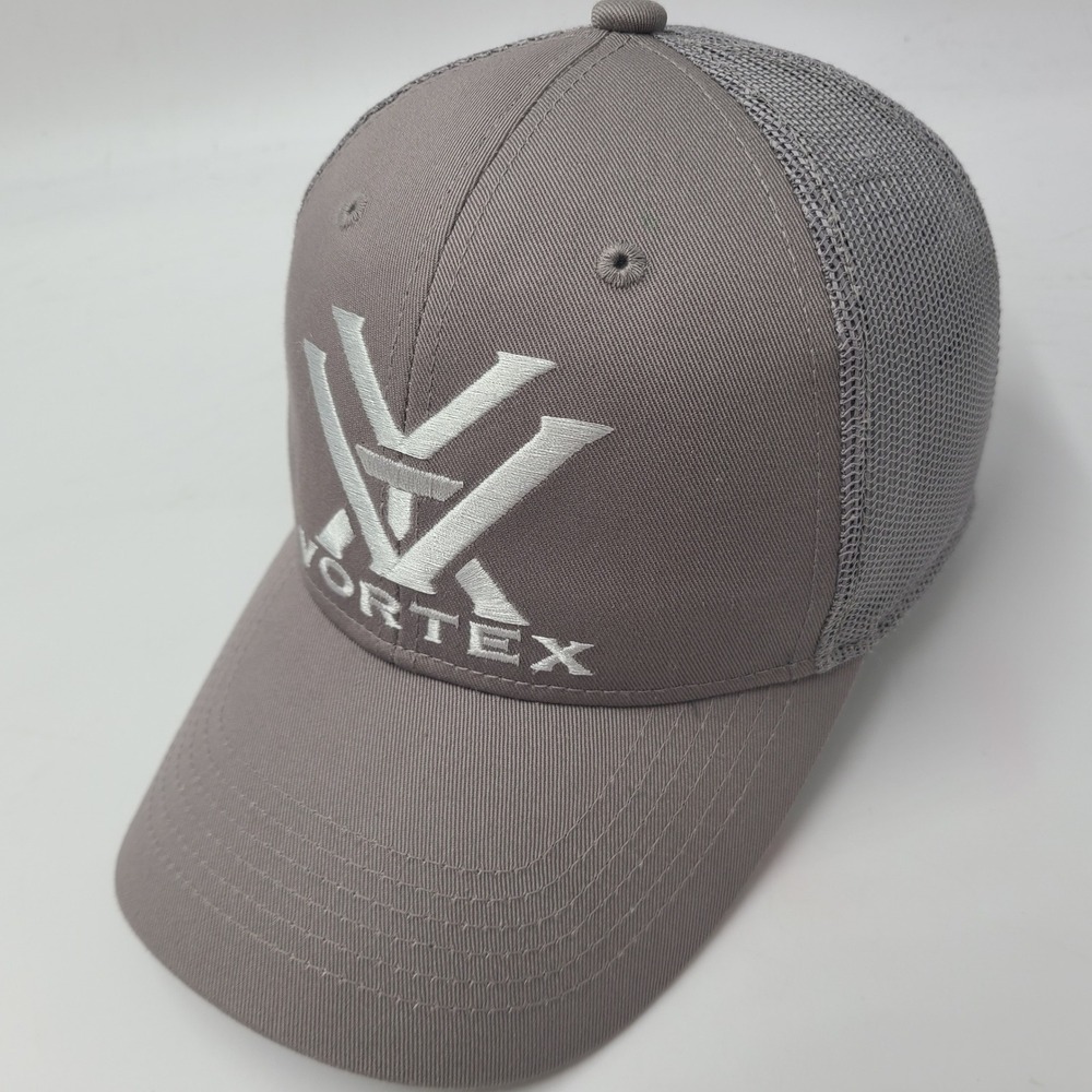 Vortex Optics Hat Snapback Trucker Mesh Gray White Logo Scopes Outdoors Men